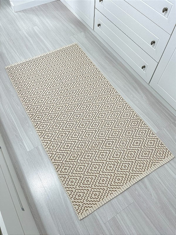 Tapete bordado G caramelo 75 x 140 cm