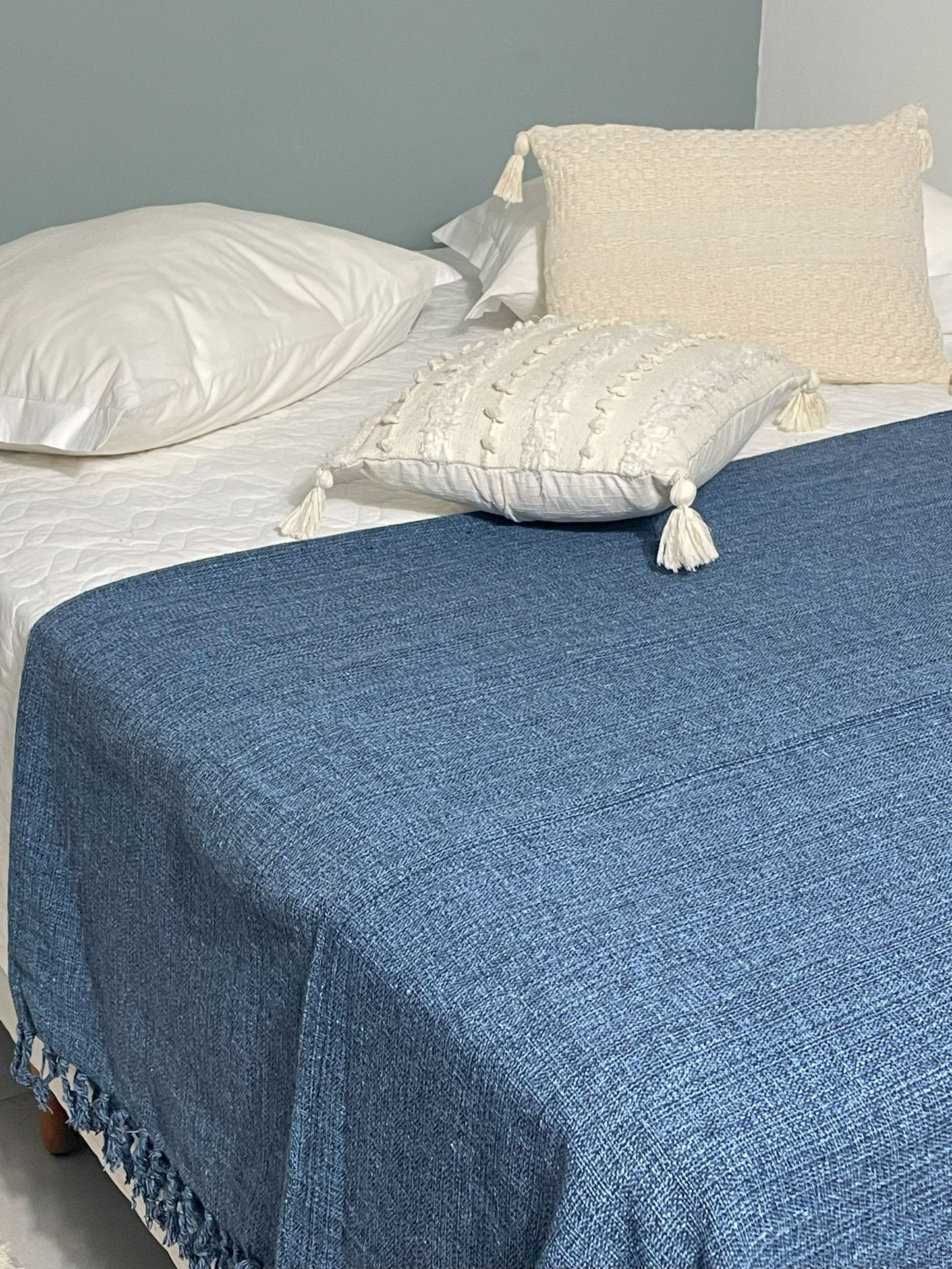 COLCHA BASIC QUEEN AZUL MESCLA