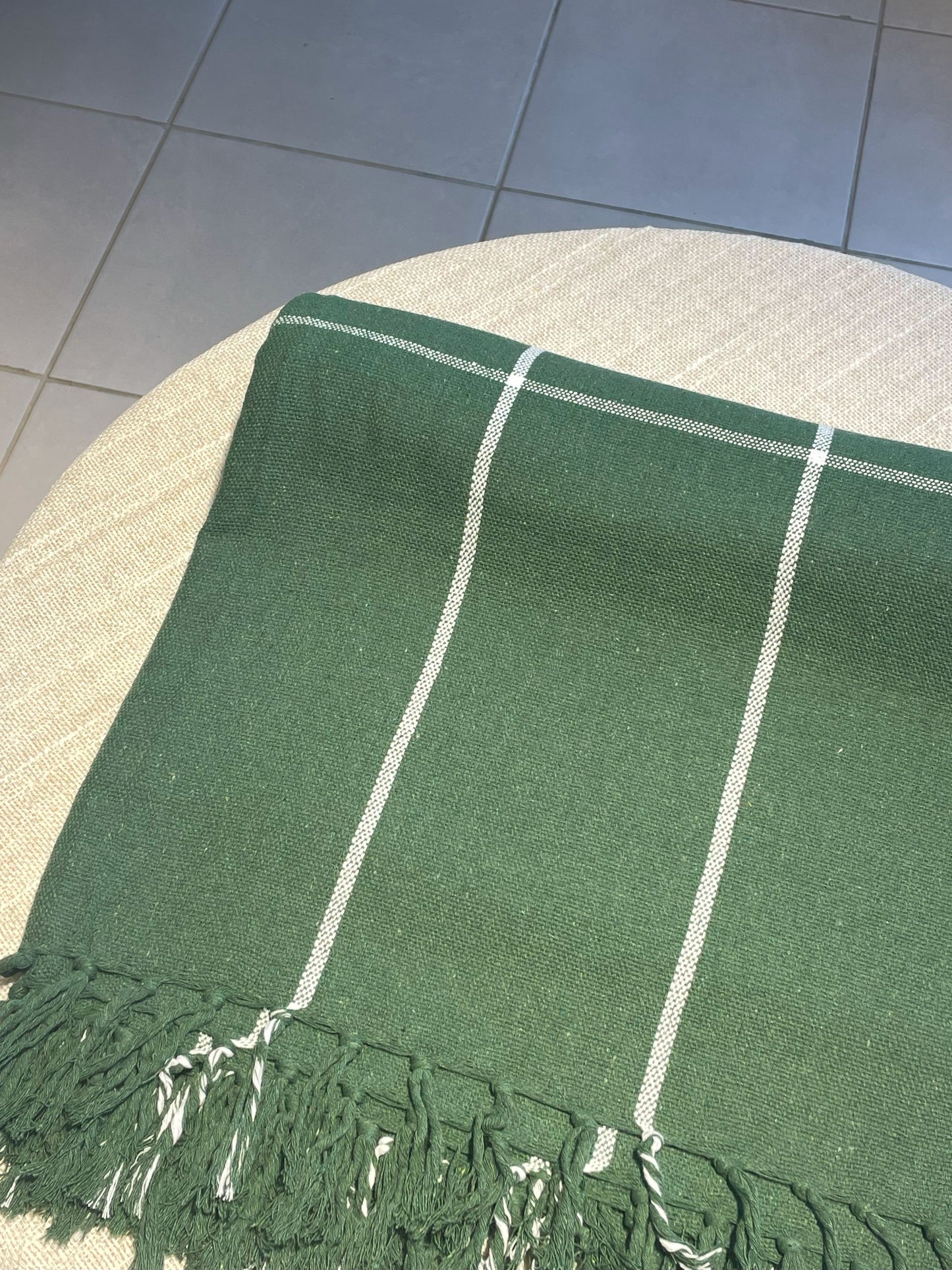 COLCHA BASIC QUEEN VERDE LISTRA