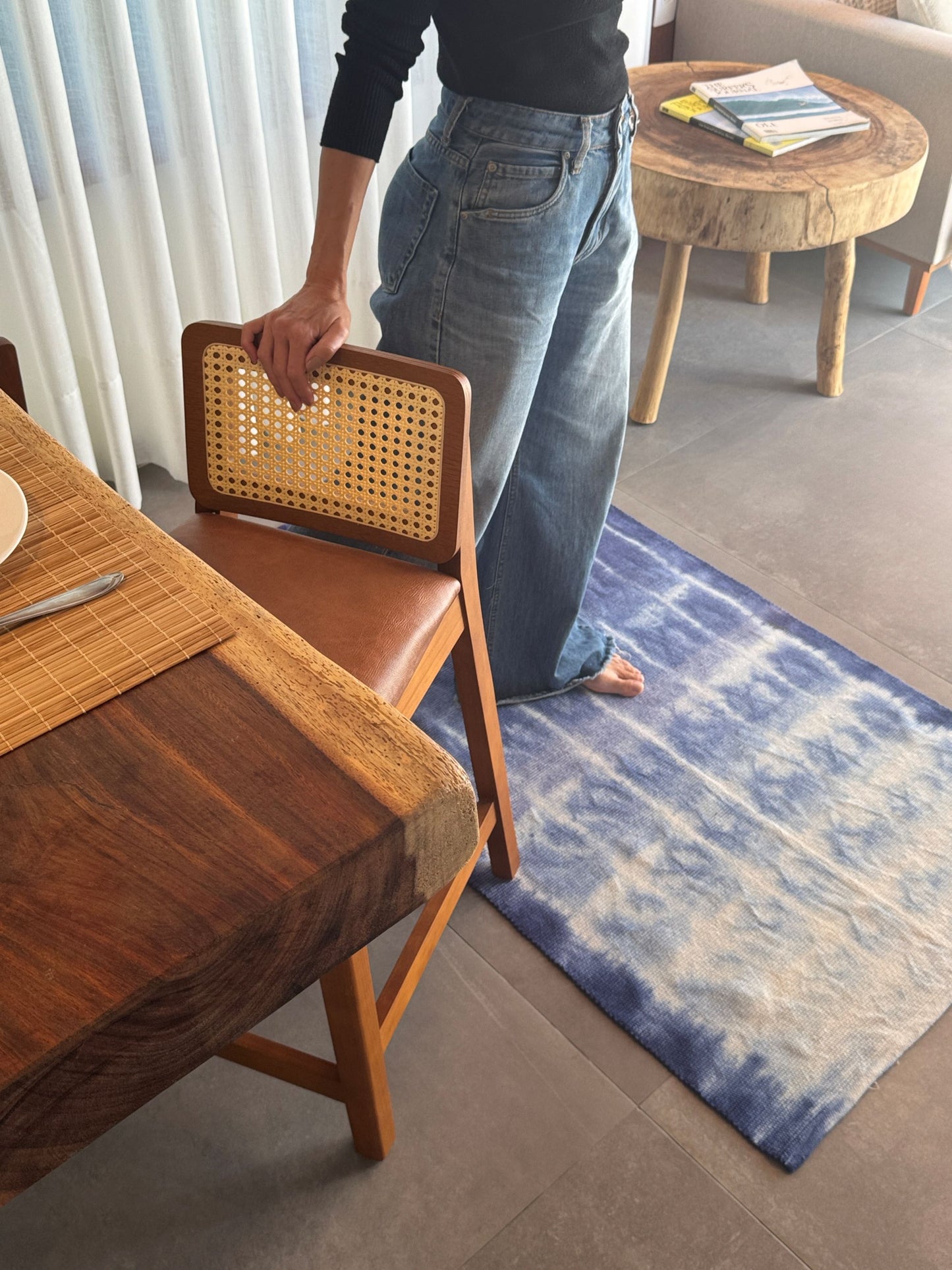 TAPETE MEDIO SHIBORI INDIGO PLISSÉ