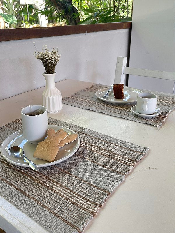Conjunto Americano Artesanal cinza com 7 peças