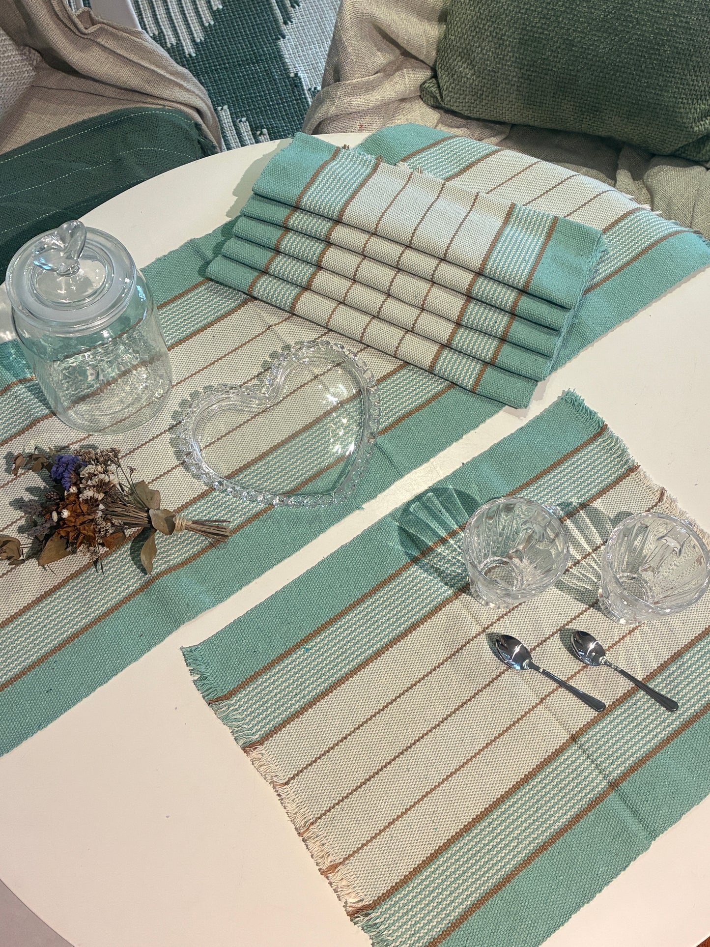 CONJUNTO AMERICANO 7 PEÇAS Água Marinha