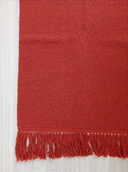 Tapete passadeira de linha liso com franja terracota 50 x 150 cm