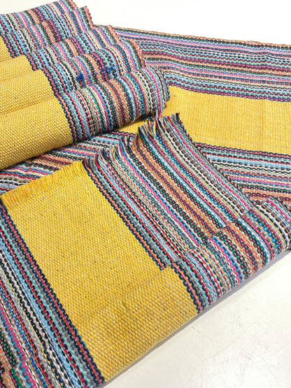 CONJUNTO AMERICANO 7 PEÇAS MULTICOR E MOSTARDA