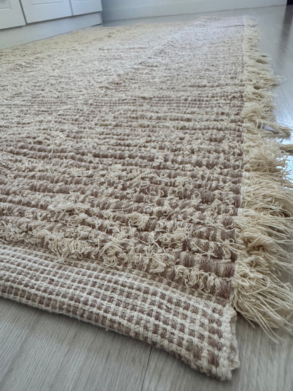 TAPETE BEIRA CAMA FELPUDO DUPLA FACE BEGE 80x150cm