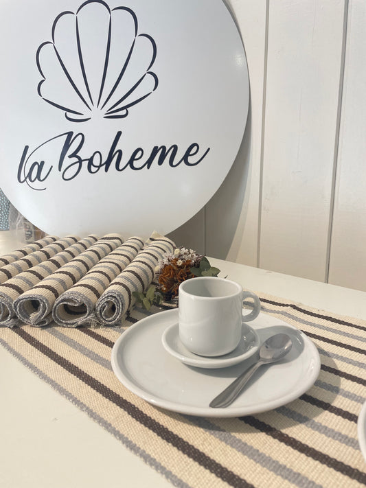 CONJUNTO AMERICANO 7 PEÇAS CRU COM CINZA