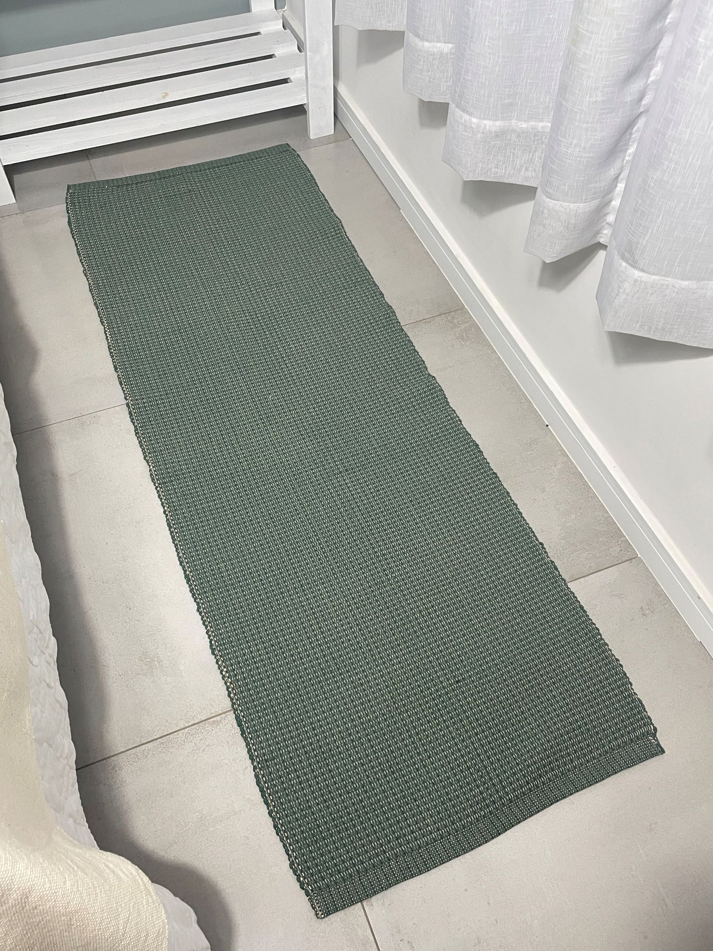 Passadeira de algodão verde musgo trama mesclada