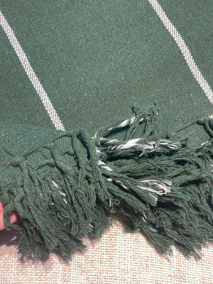 COLCHA BASIC QUEEN VERDE LISTRA