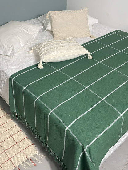 COLCHA BASIC QUEEN VERDE LISTRA